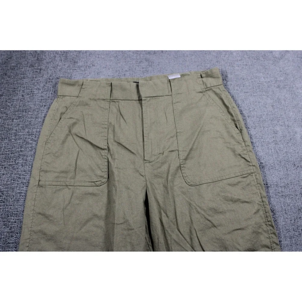 Banana Republic Womens Olive Green Linen Blend Utility Chino Pants Size 14